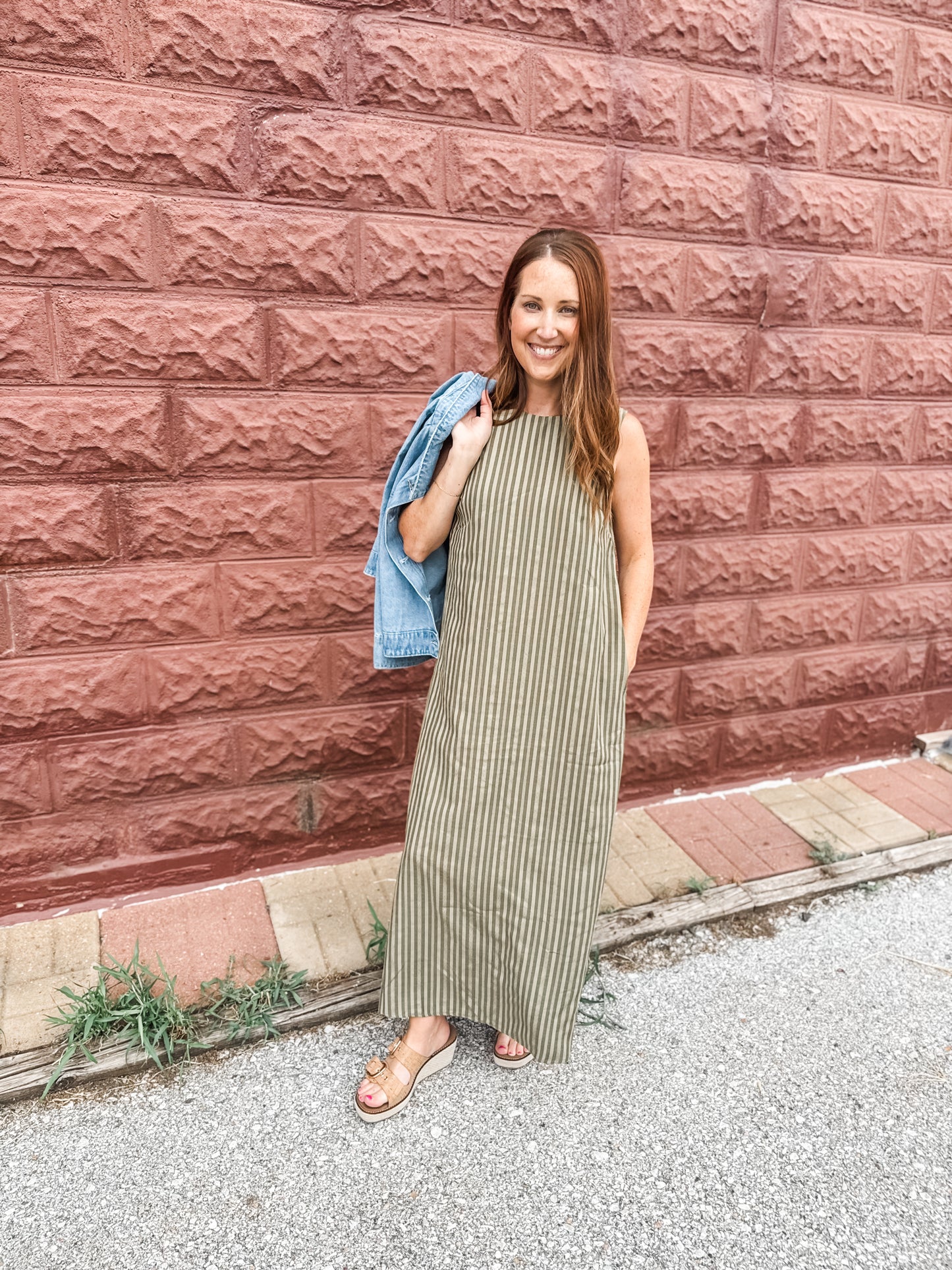 Harvest Stripe Dress Olive