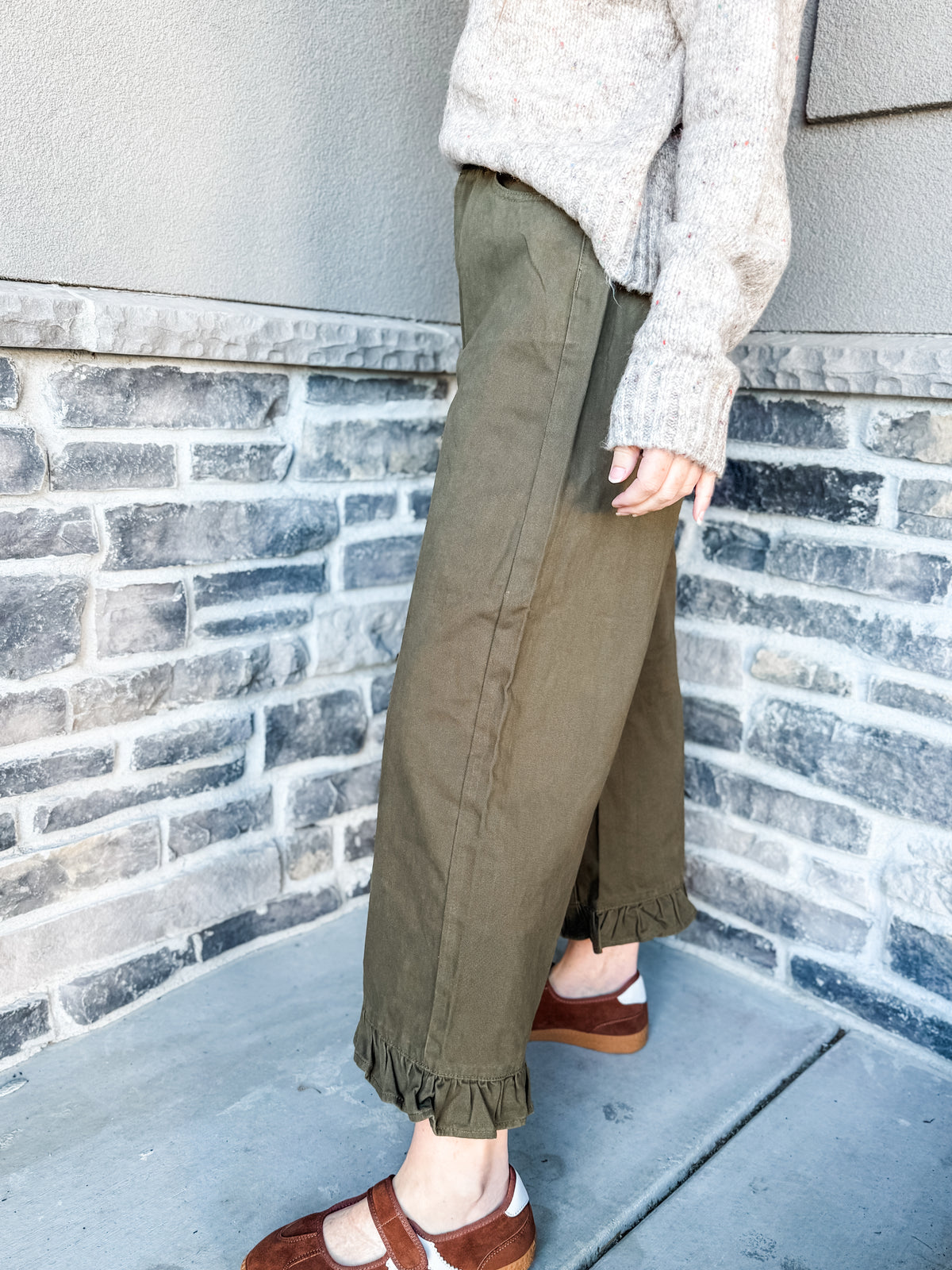 Olive Drop Pants