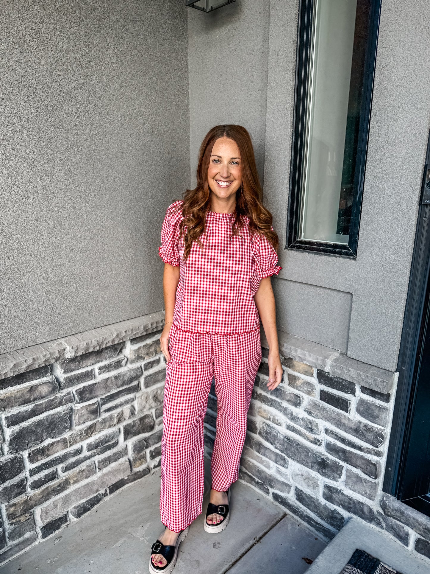 Cherry on Gingham Shirt Red