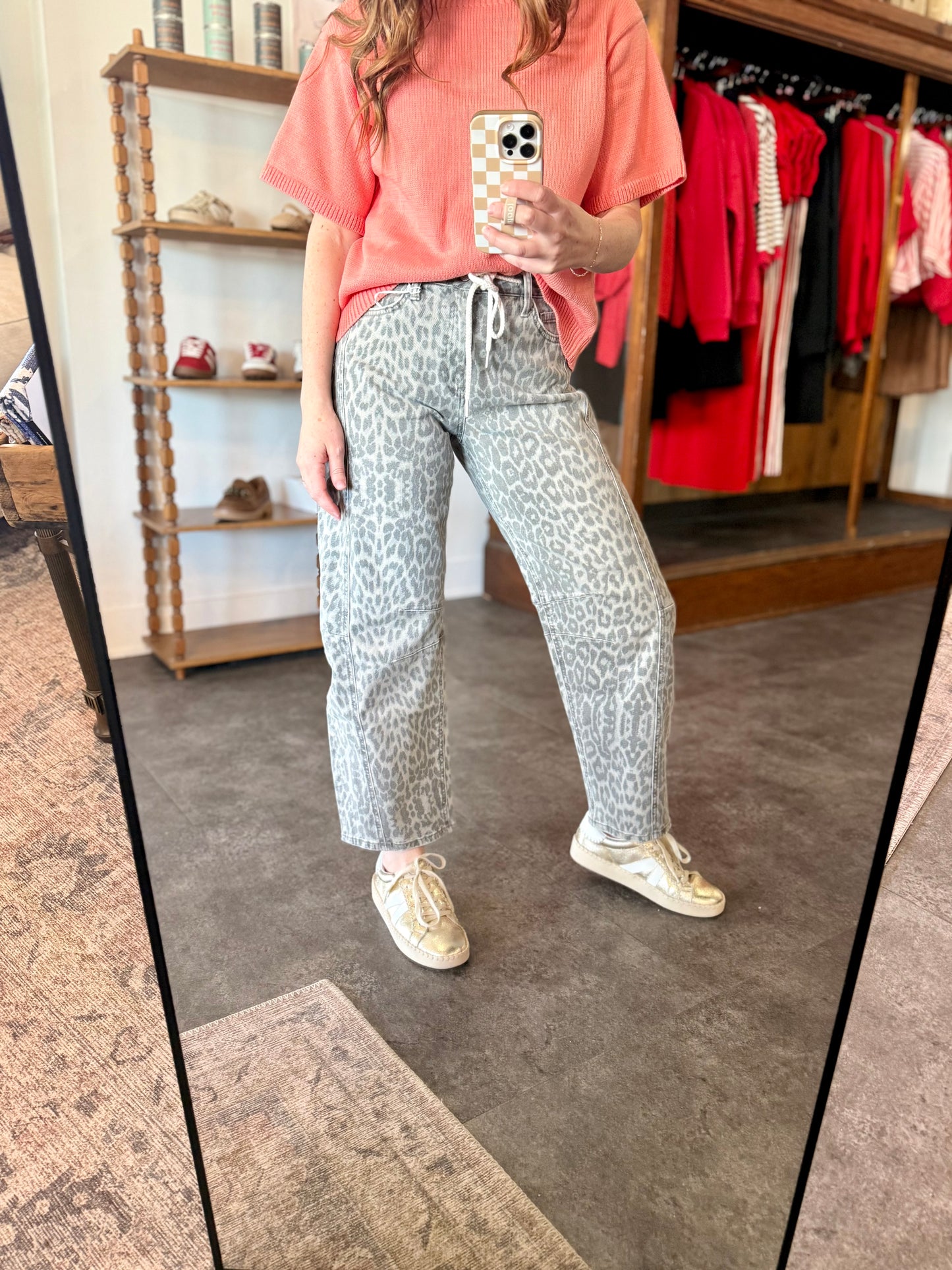 Vervet Gray Leopard Barrel Jeans