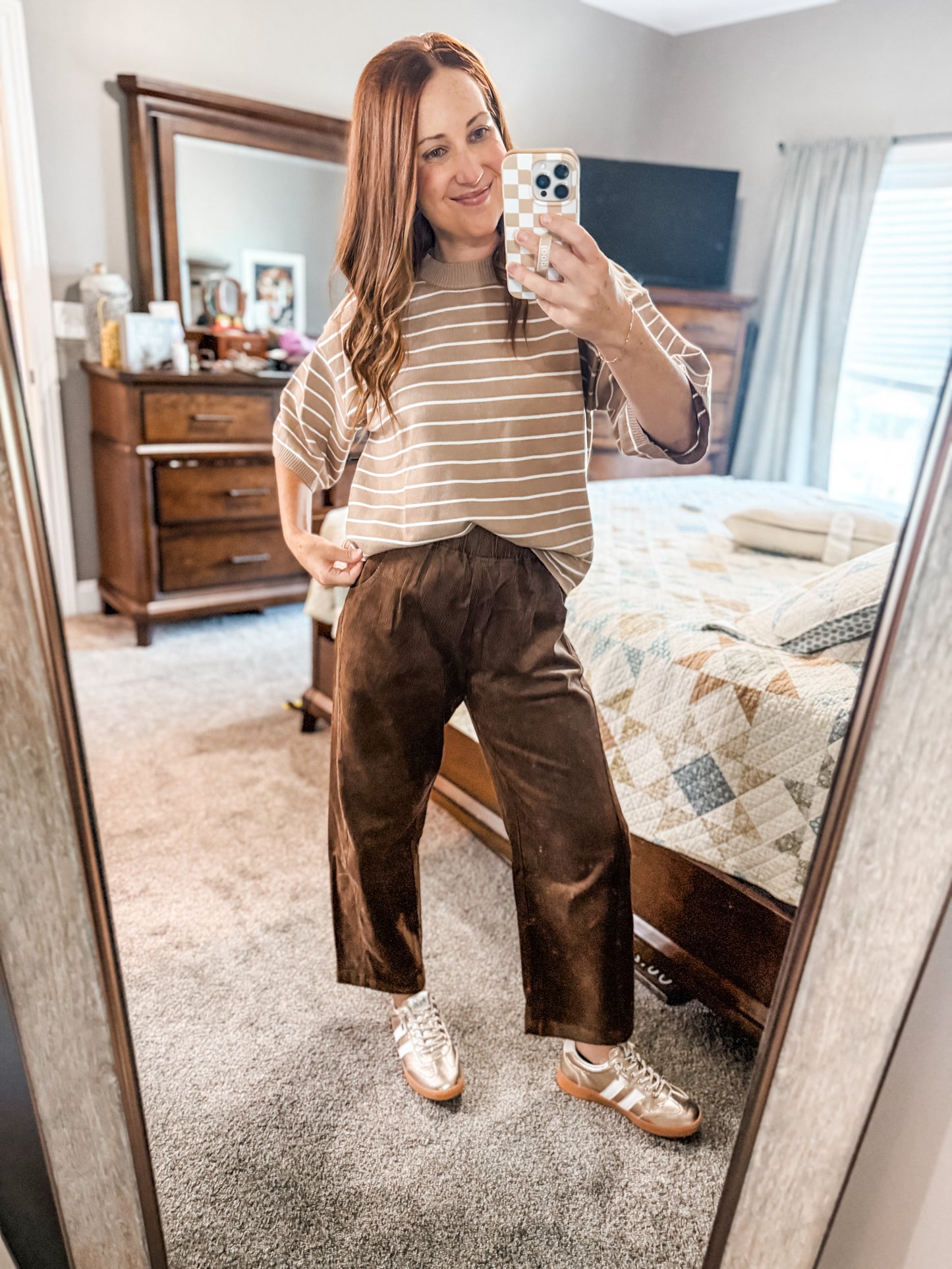Stripes For Days Sweater Tan/White