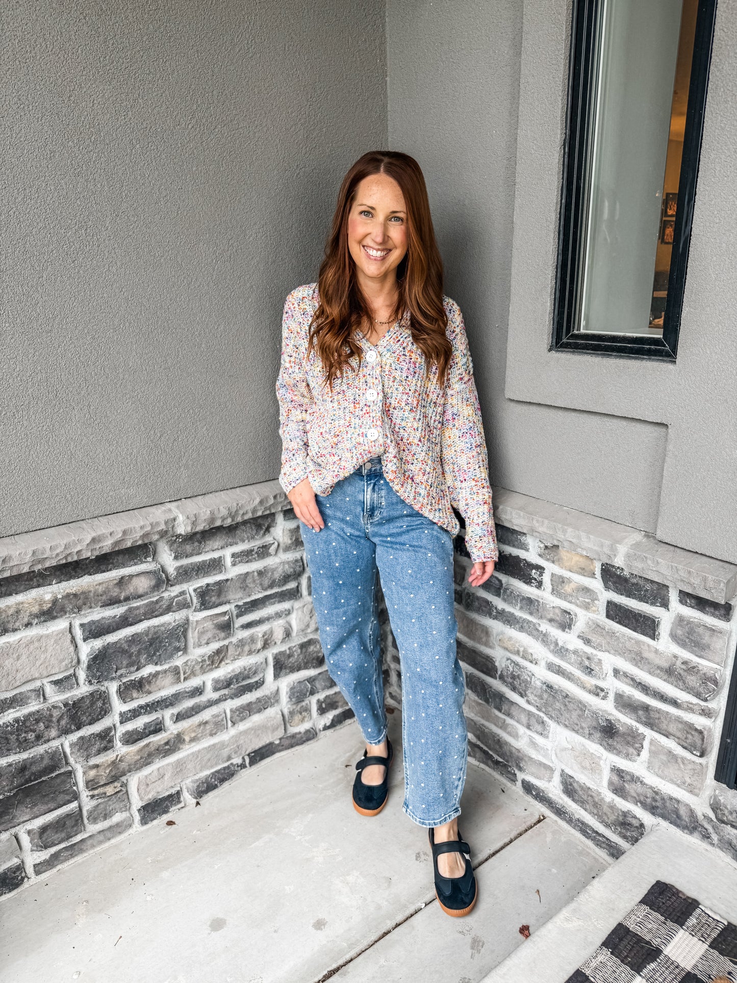 Risen Embroidered Polka Dot Barrel Jeans