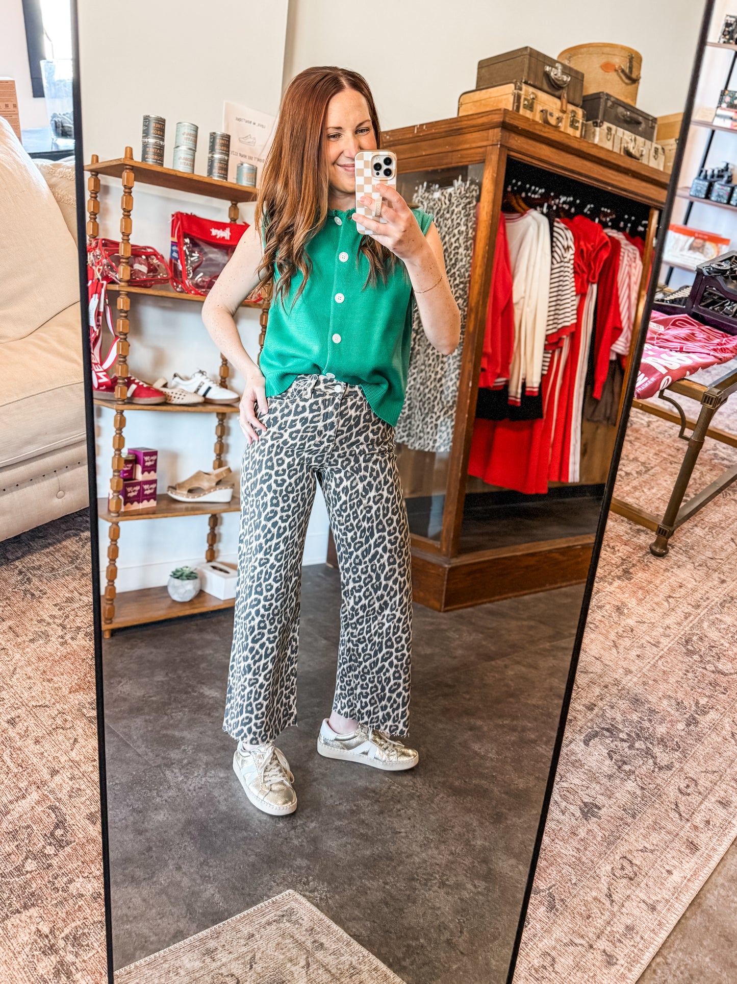 Vervet Wide Leg Leopard Jeans