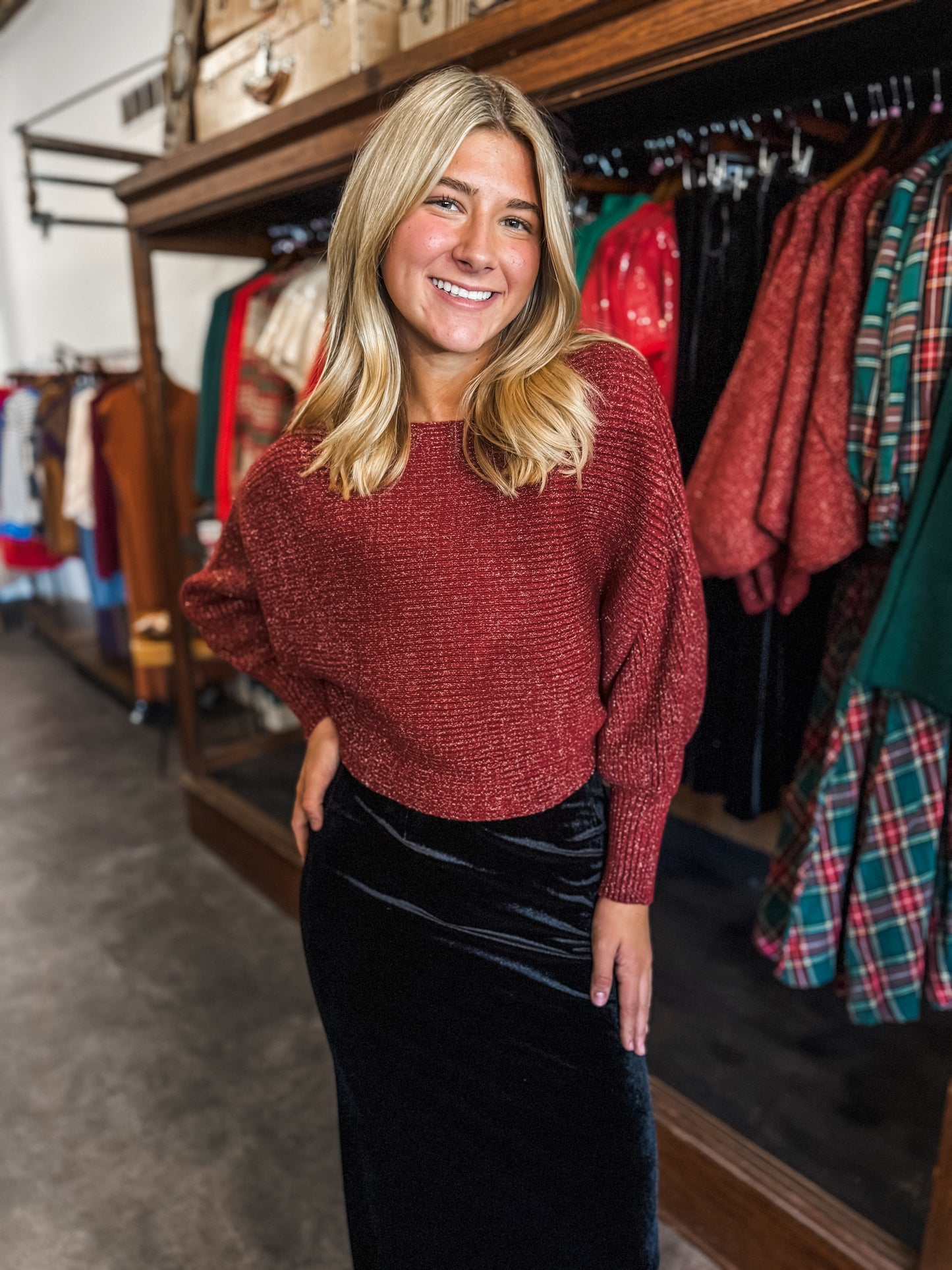 Sparkle and Shine Sweater Burgundy