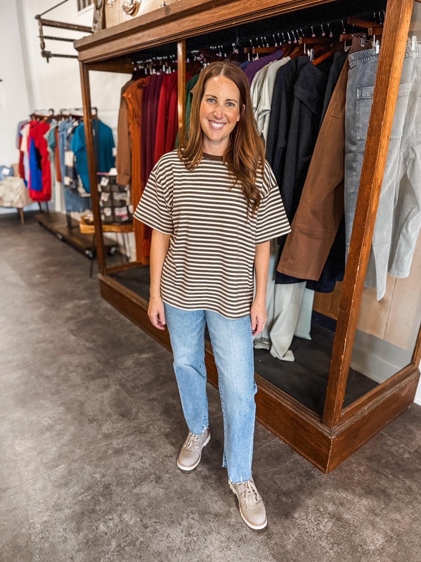 Falling Into Stripes T Brown