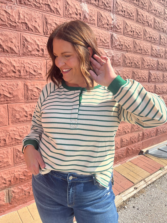 Fair and Square Stripe Top Green