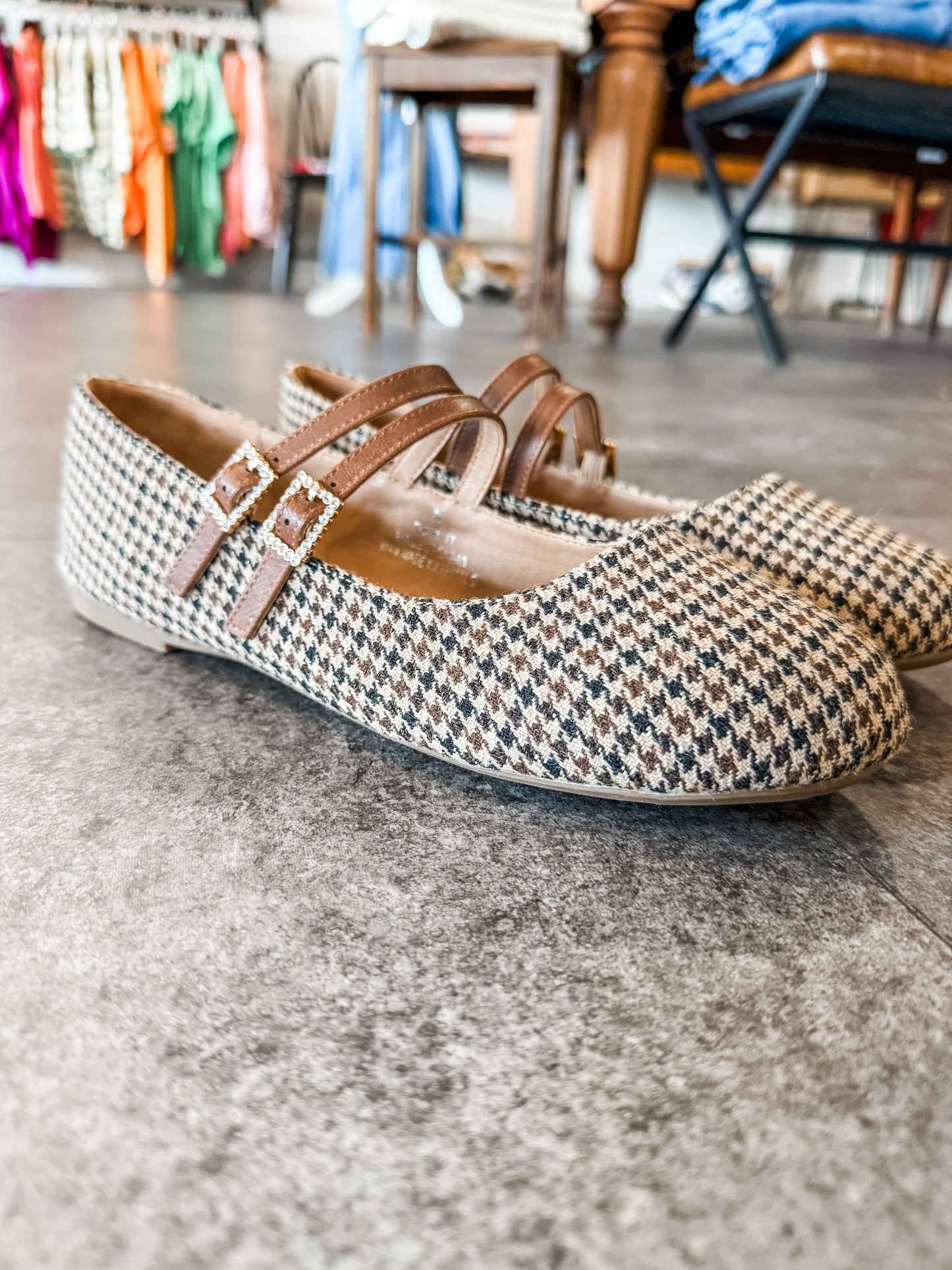 Corky’s Own It Black/Tan Houndstooth Flats