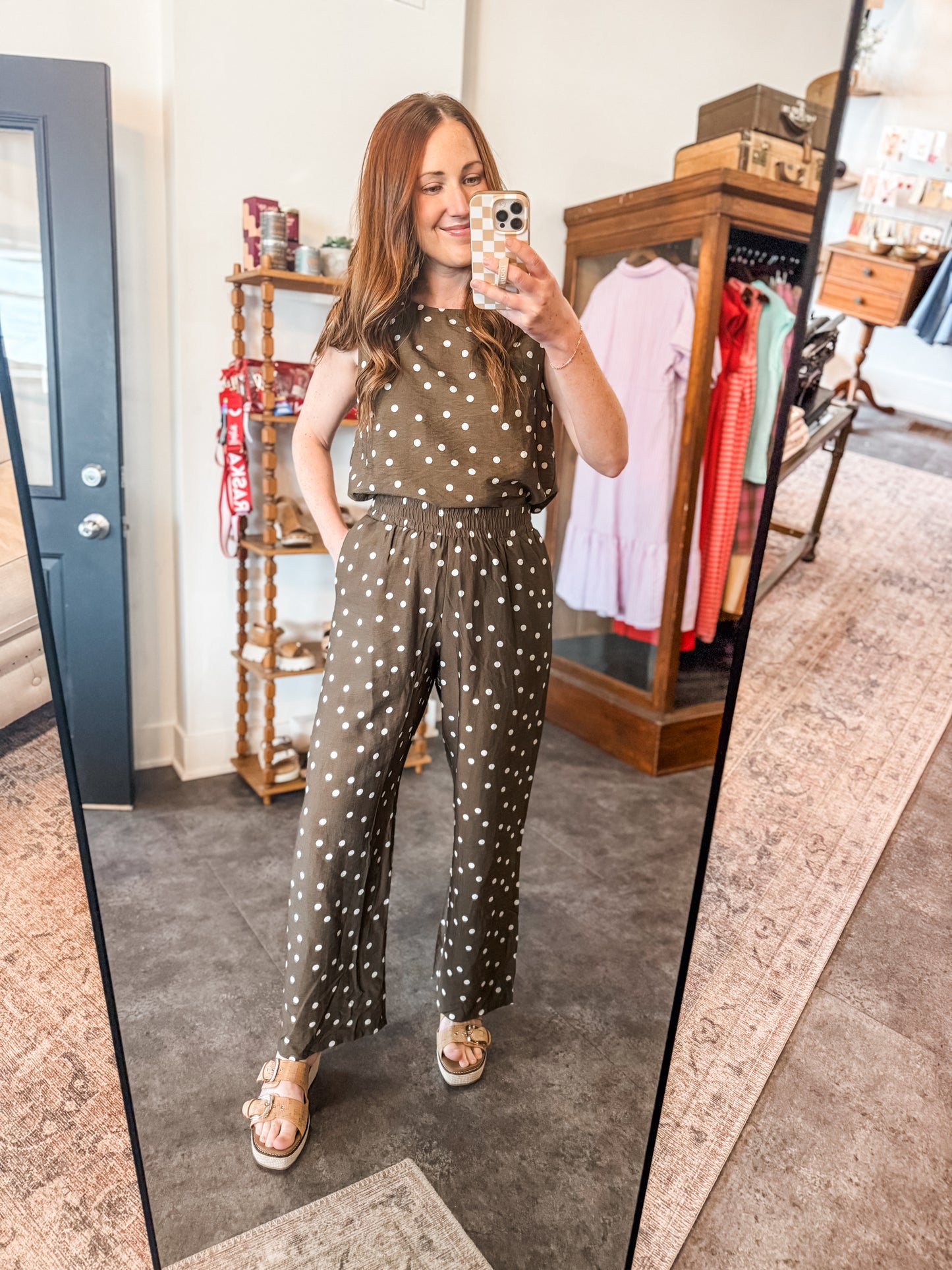 Polka Party Tank Brown