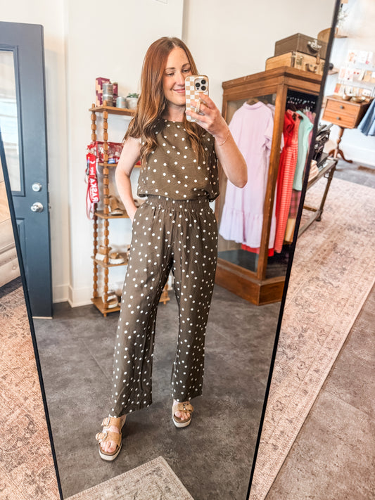 Polka Party Tank Brown