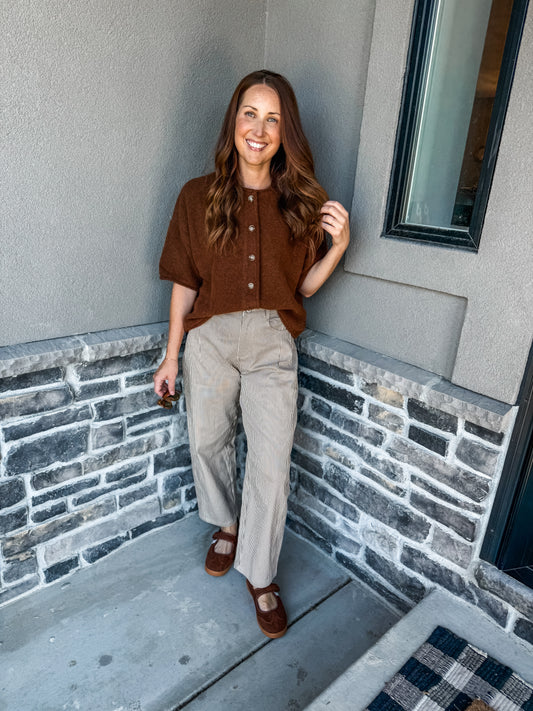 The Blaire Button Up Sweater Chocolate