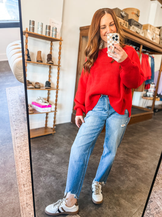 One Cozy Night Sweater Red