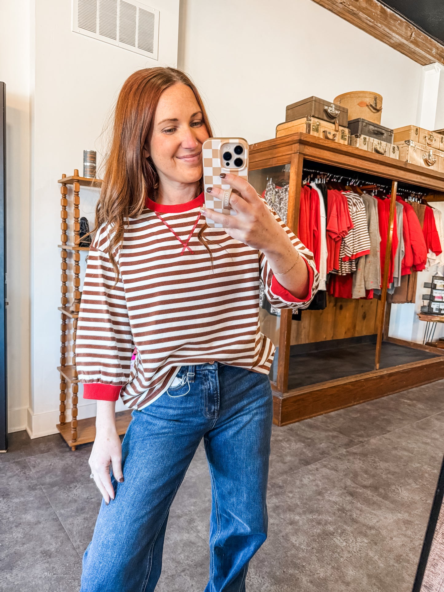 Springtime Stripes Shirt Red/Brown