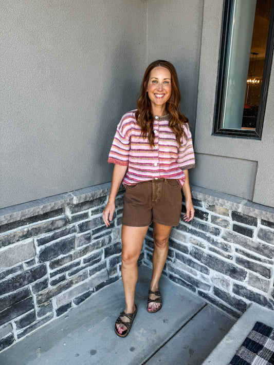 Confetti In My Closet Short Sleeve Sweater Berry