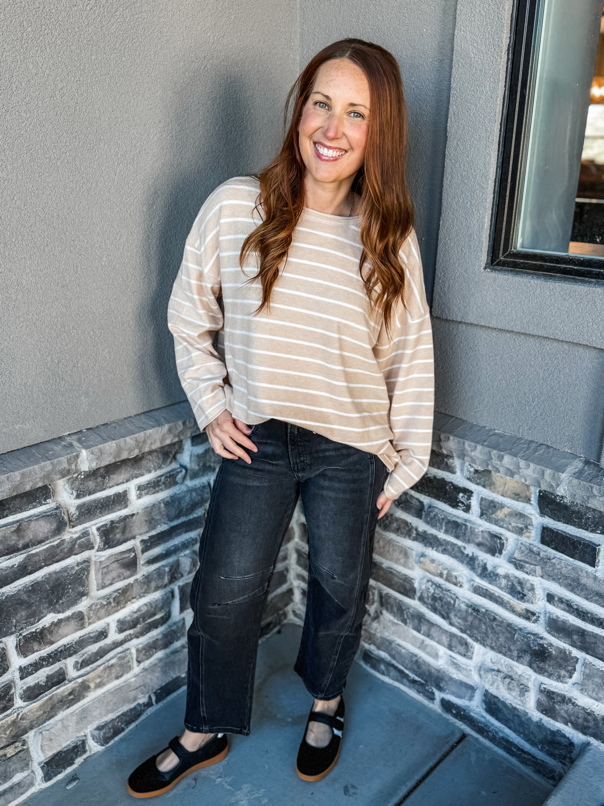 Stripes for Days Sweater Tan