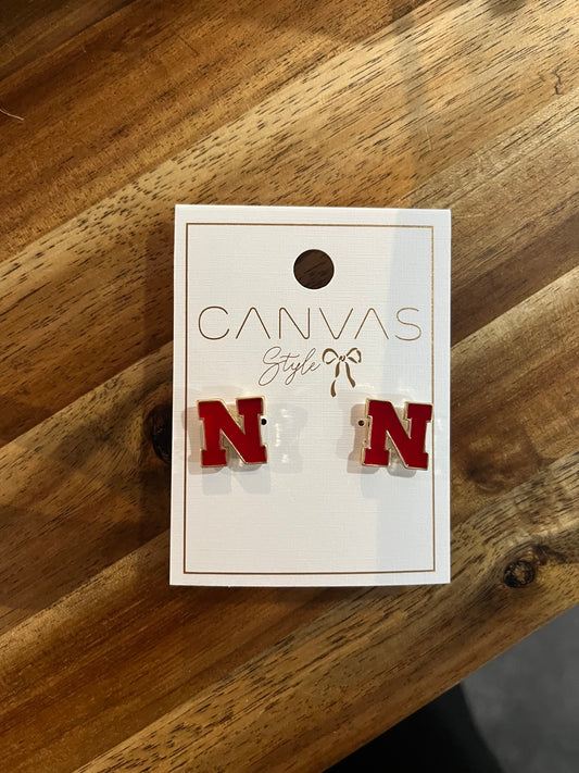 Nebraska N Earrings Red