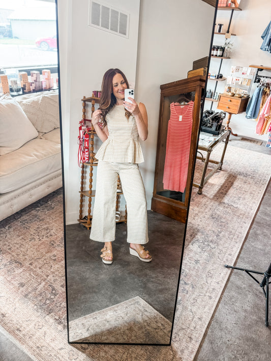 Go for Gingham Pants Tan