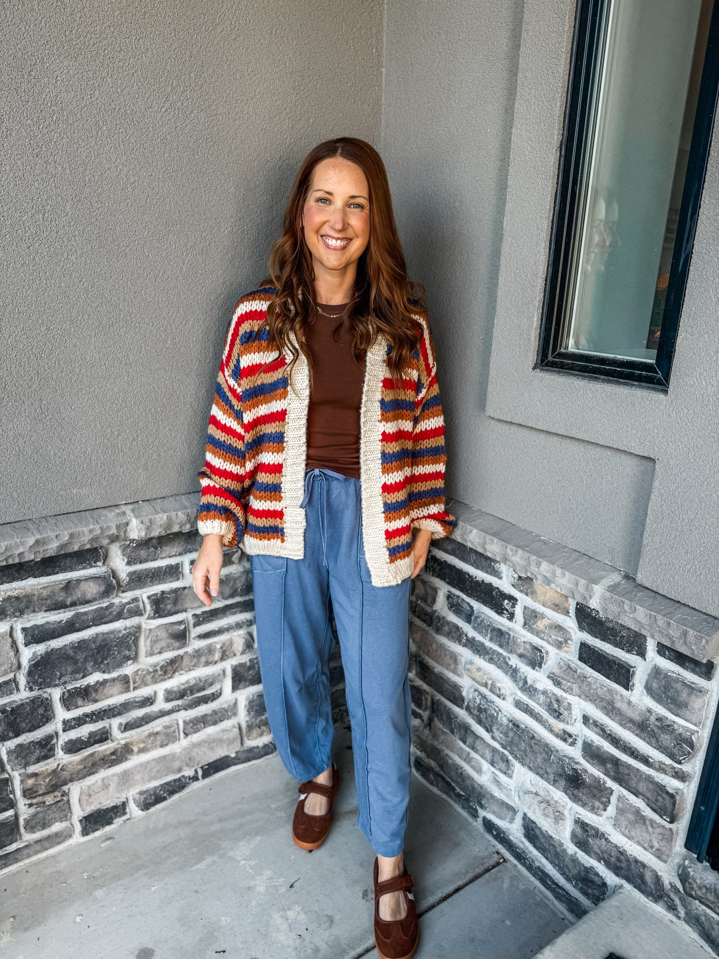 Colorburst Cardigan Navy/Red