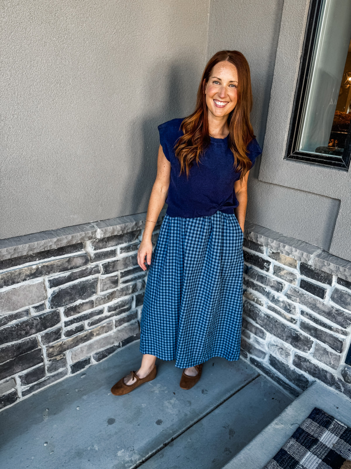 Checks all the Boxes Dress Navy