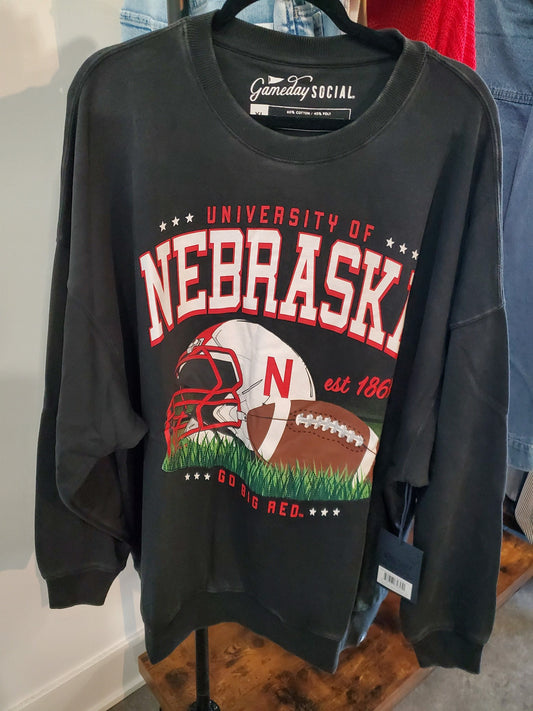 Nebraska Football Embroidered Crew