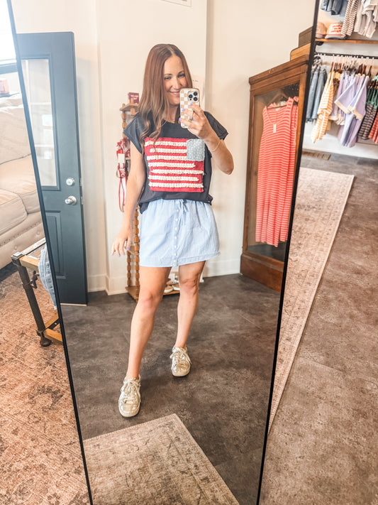 Get Up and Gingham Skort Blue