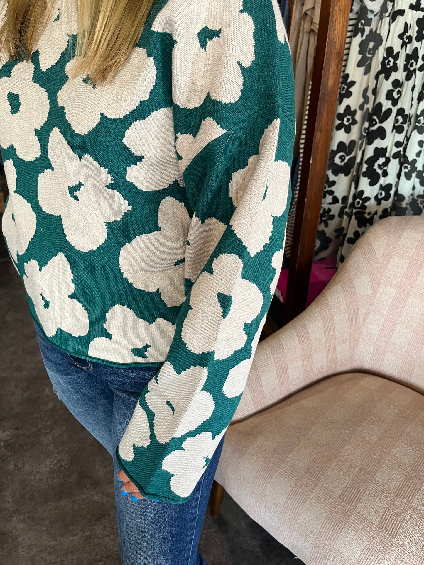 Loving It Floral Sweater Teal