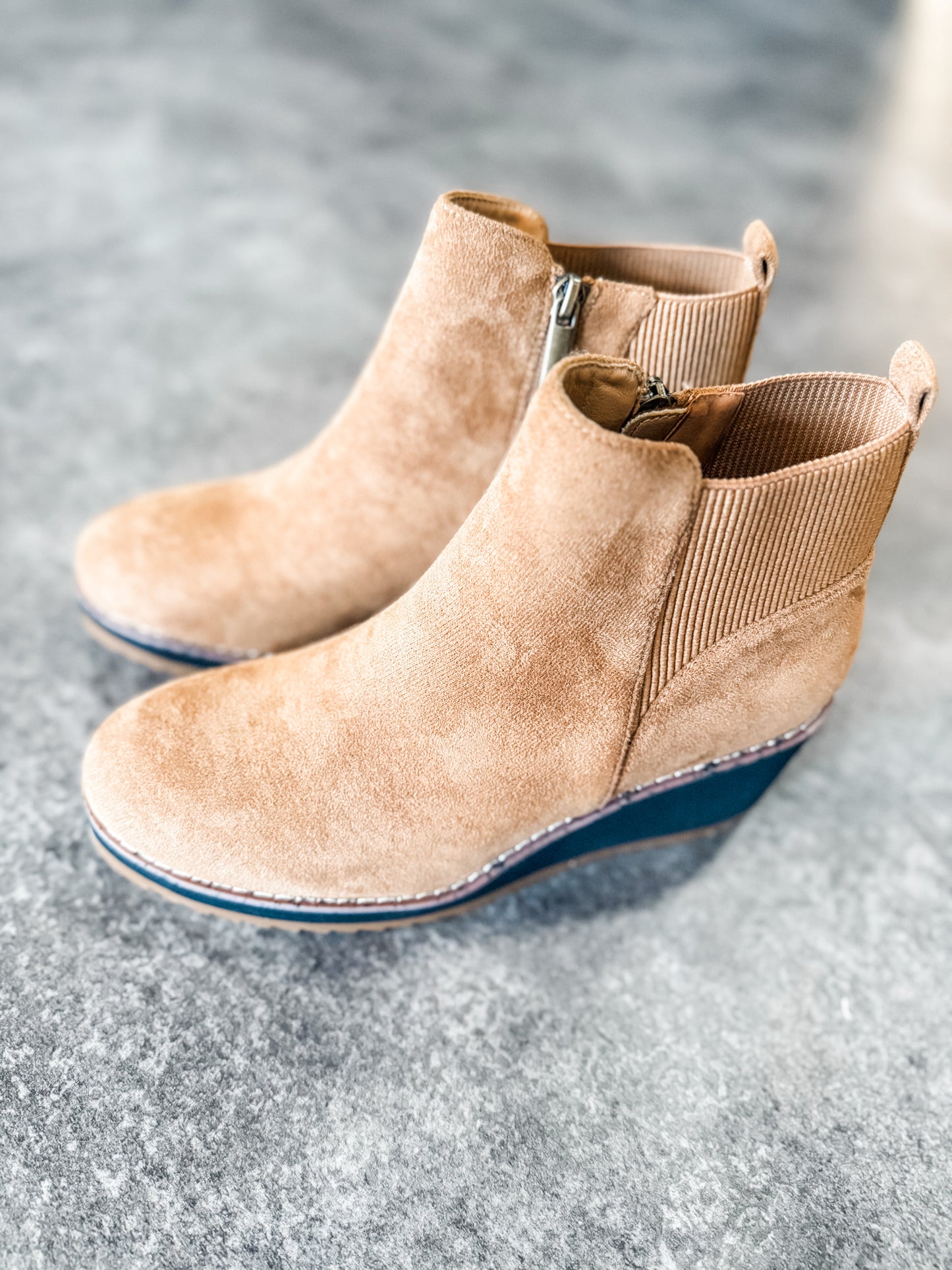 Corky’s Apple Sauced Tobacco Faux Suede Wedge Booties