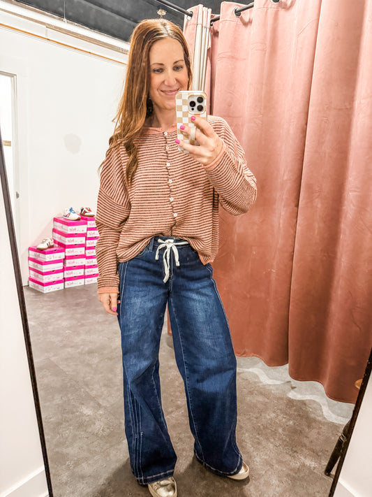 Piper Cardigan Rose Pinstripe