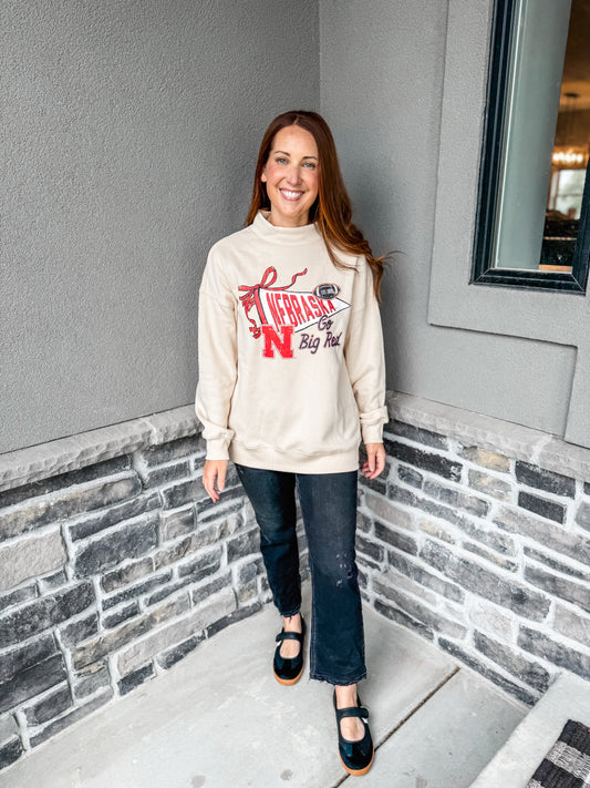 Nebraska Campus Charm Mock Neck