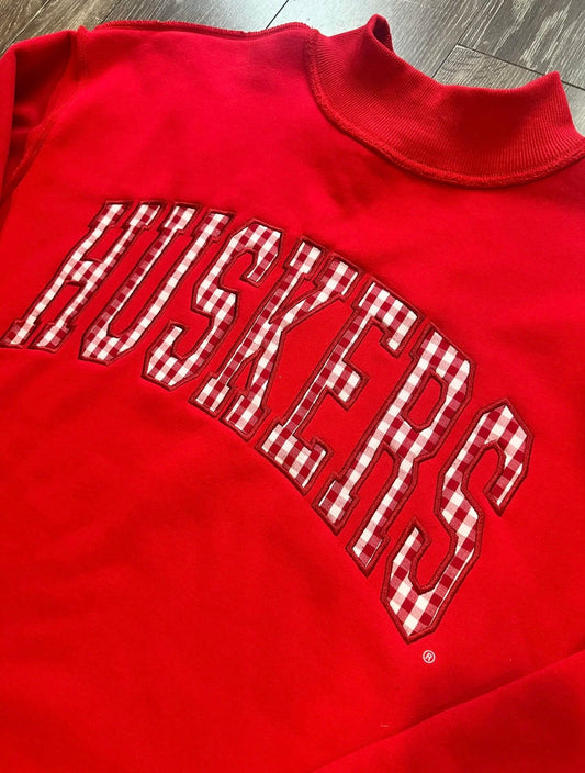 Red Huskers Gingham Mocneck