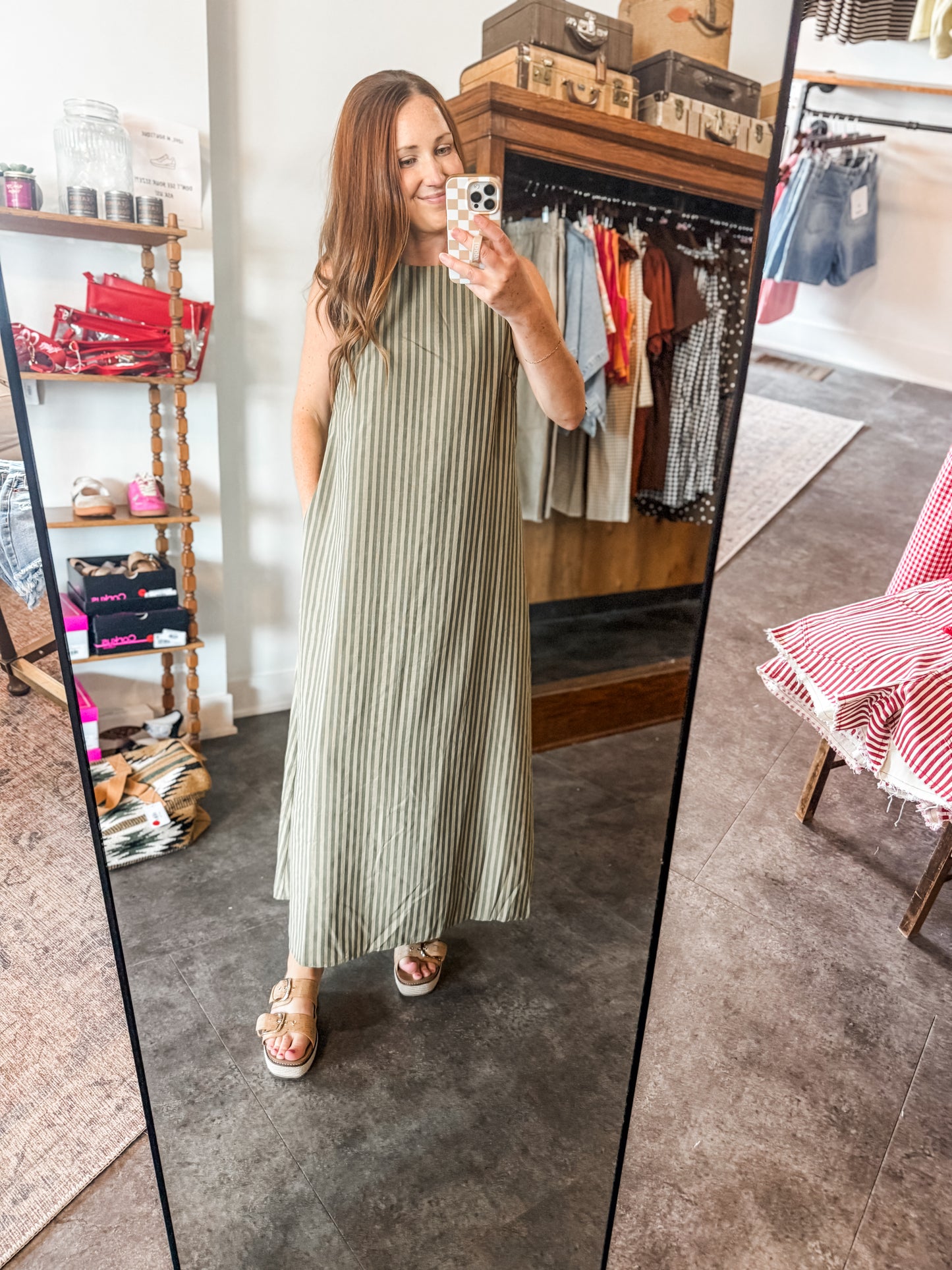 Harvest Stripe Dress Olive