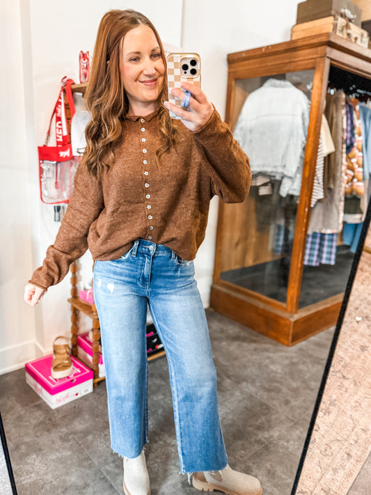 Piper Cardigan Mixed Buttons Brown