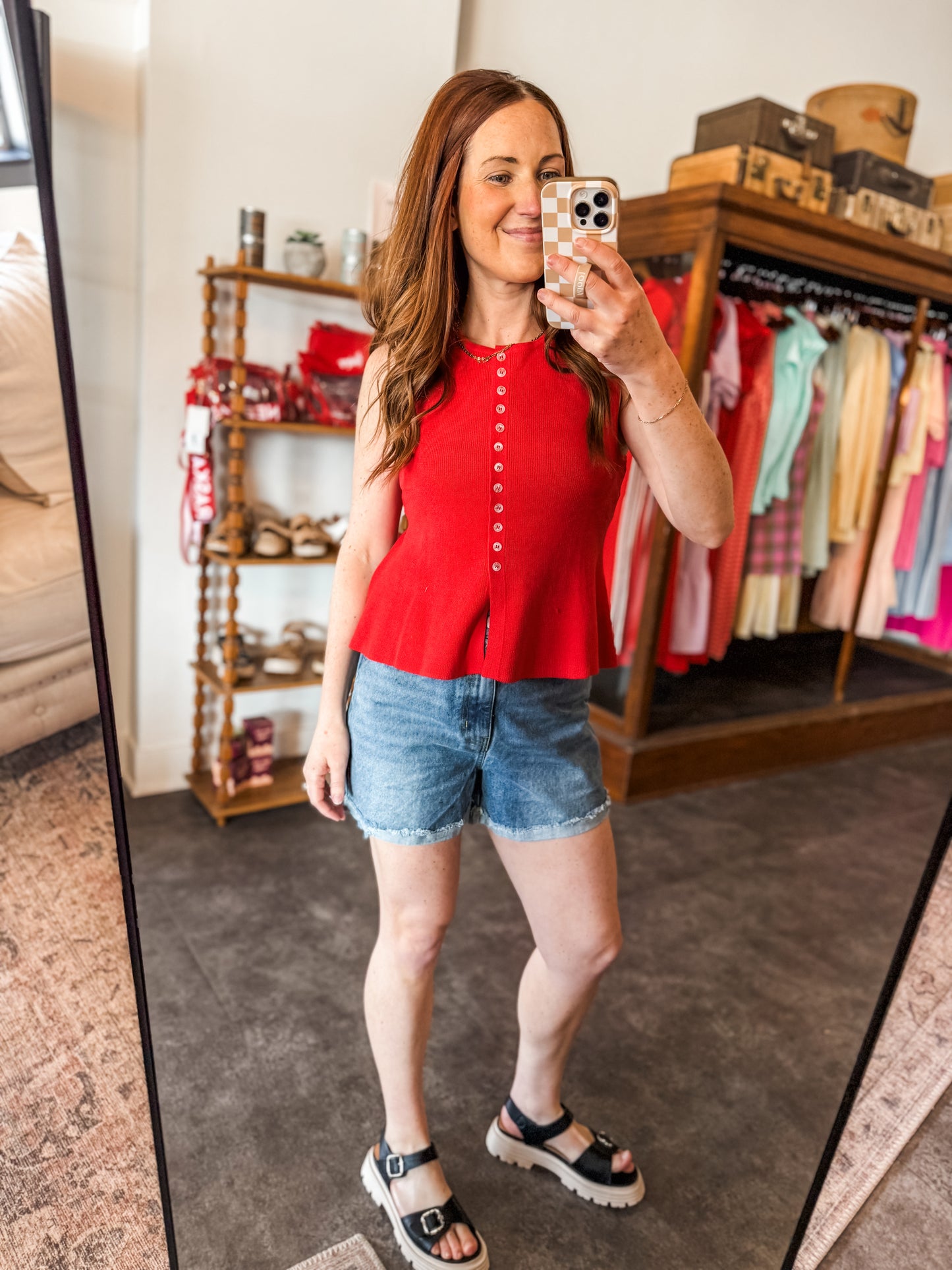 The Amara Sweater Tank Red