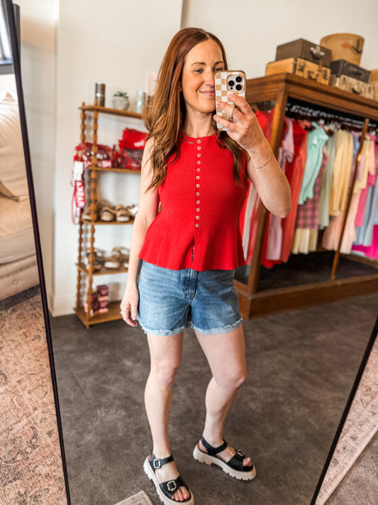 The Amara Sweater Tank Red