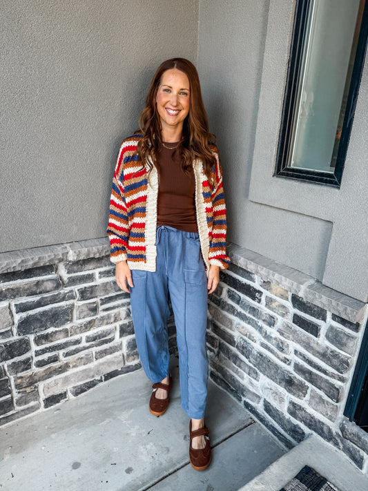 Colorburst Cardigan Navy/Red