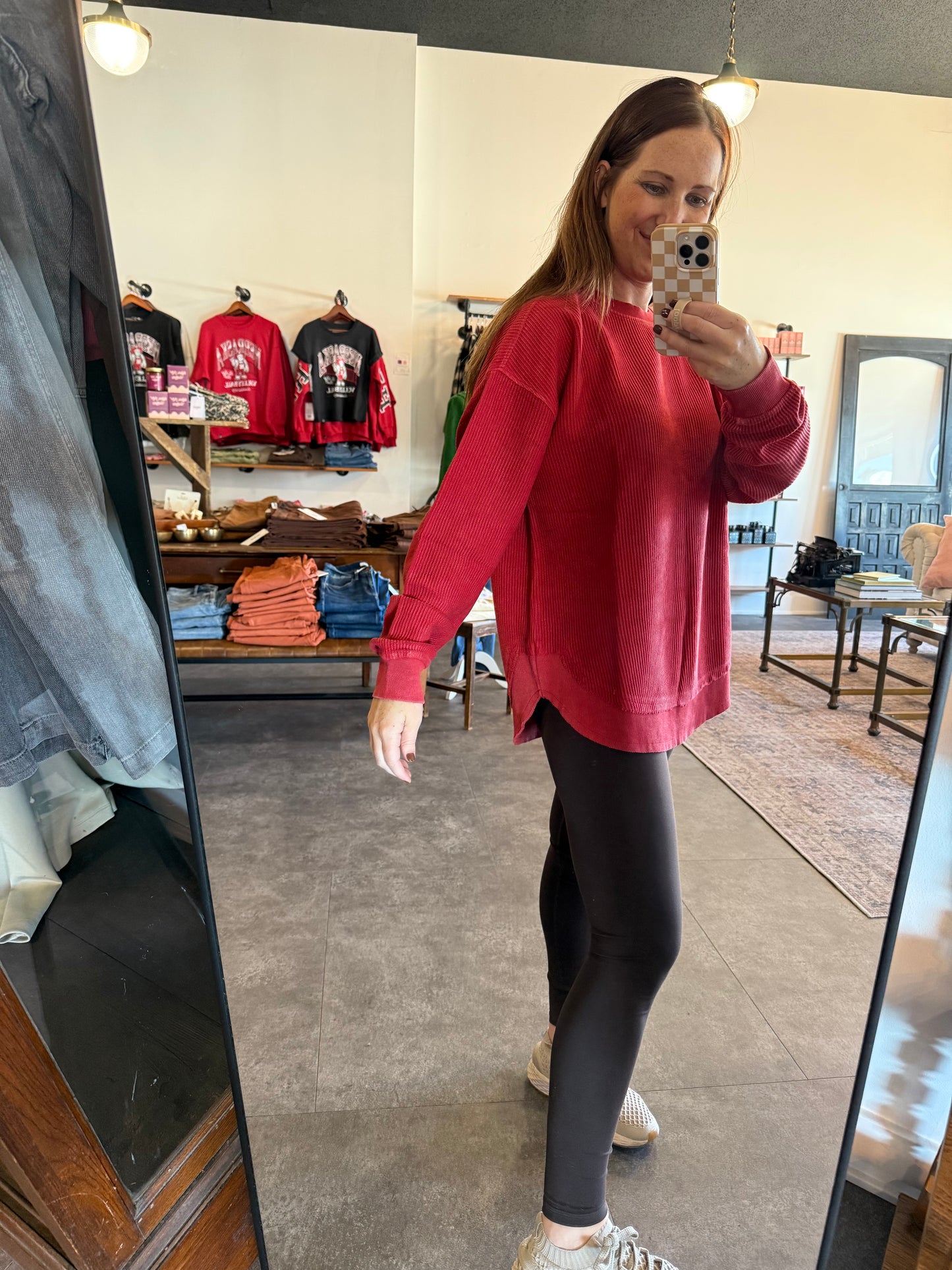 Crimson Rounded Bottom Corded Crew