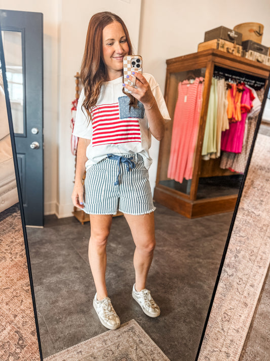 Casual Best Shorts Navy Stripe