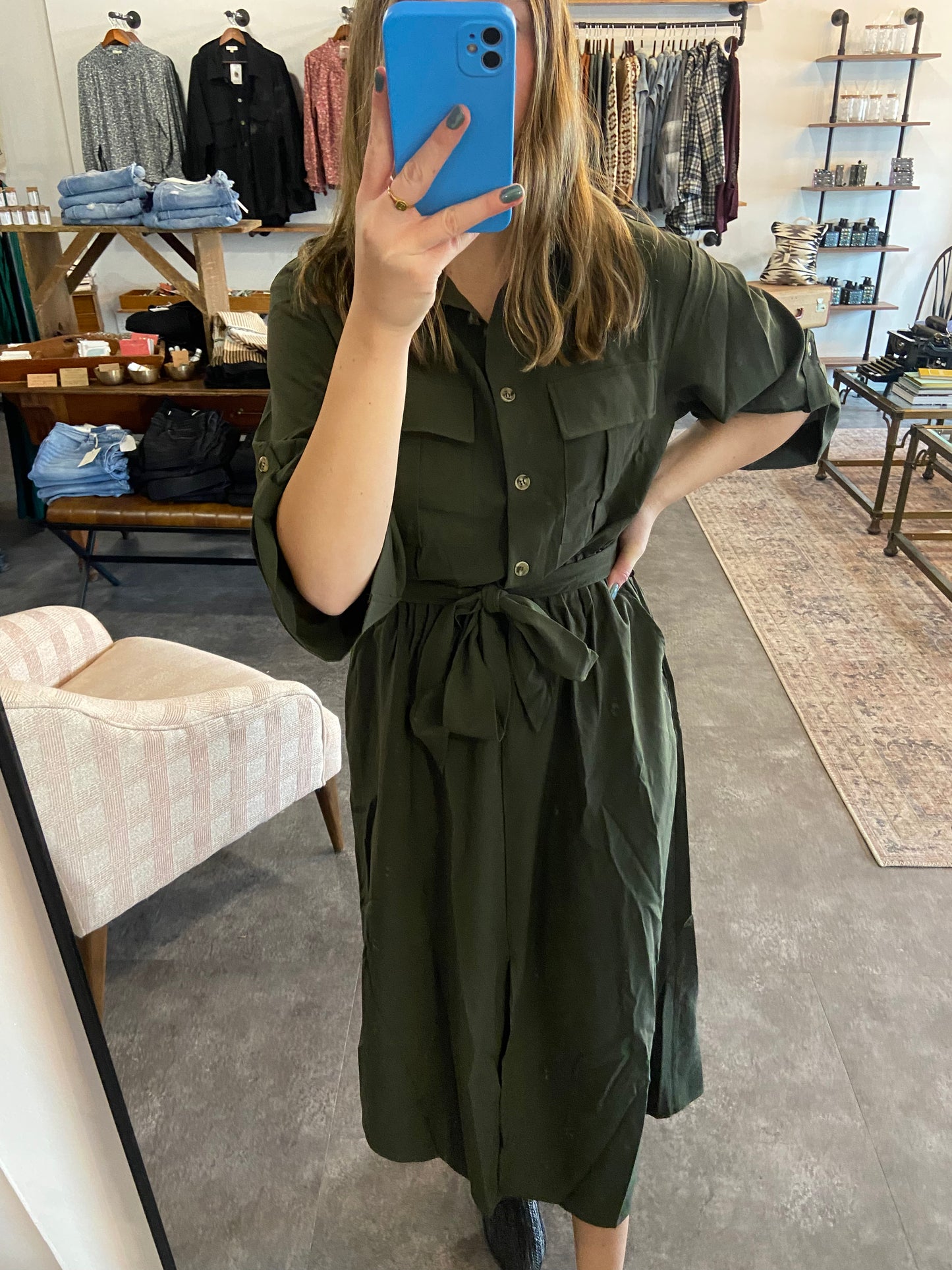 Olive Shirt Dress