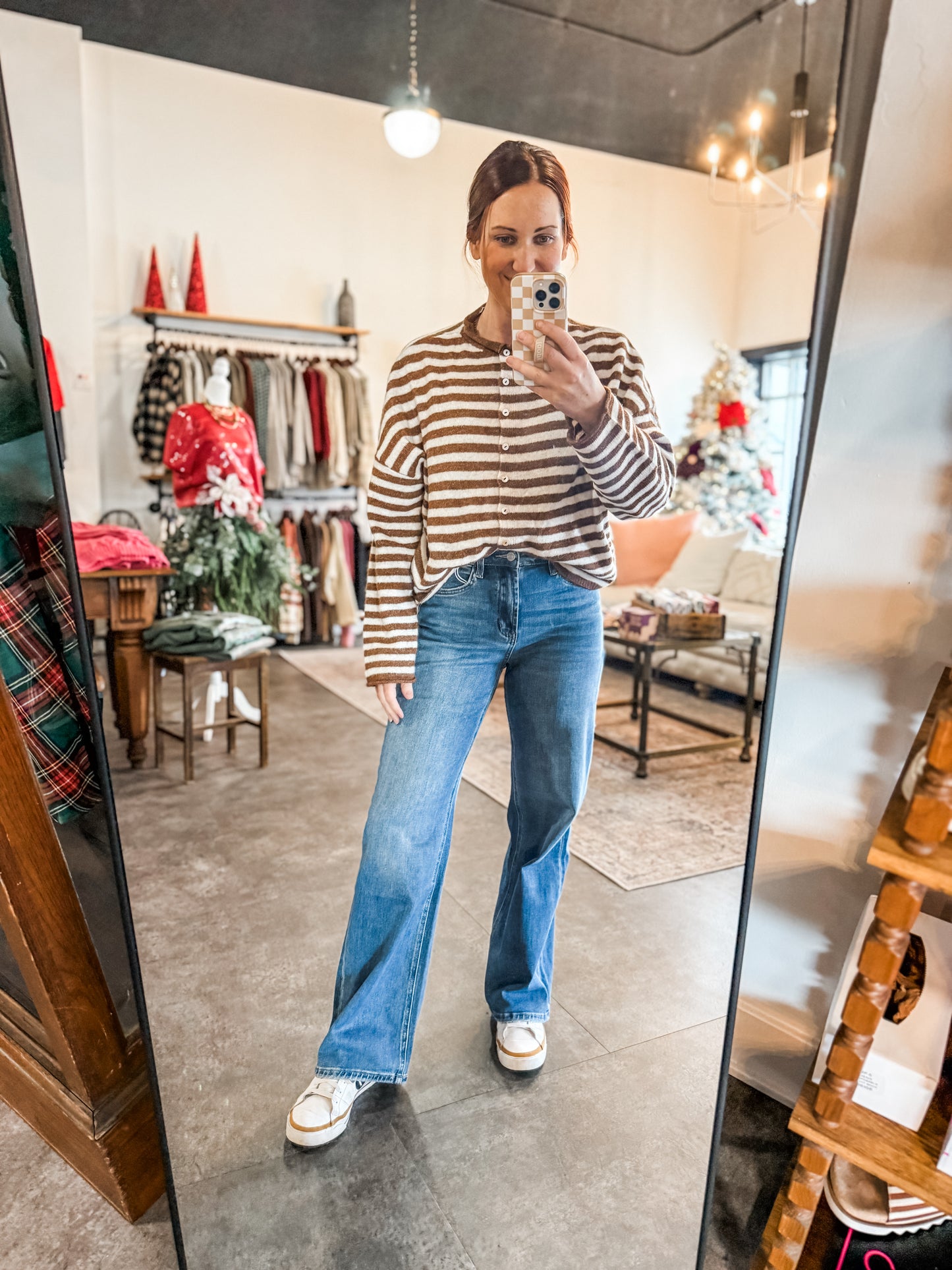 Piper Cardigan Brown Stripe