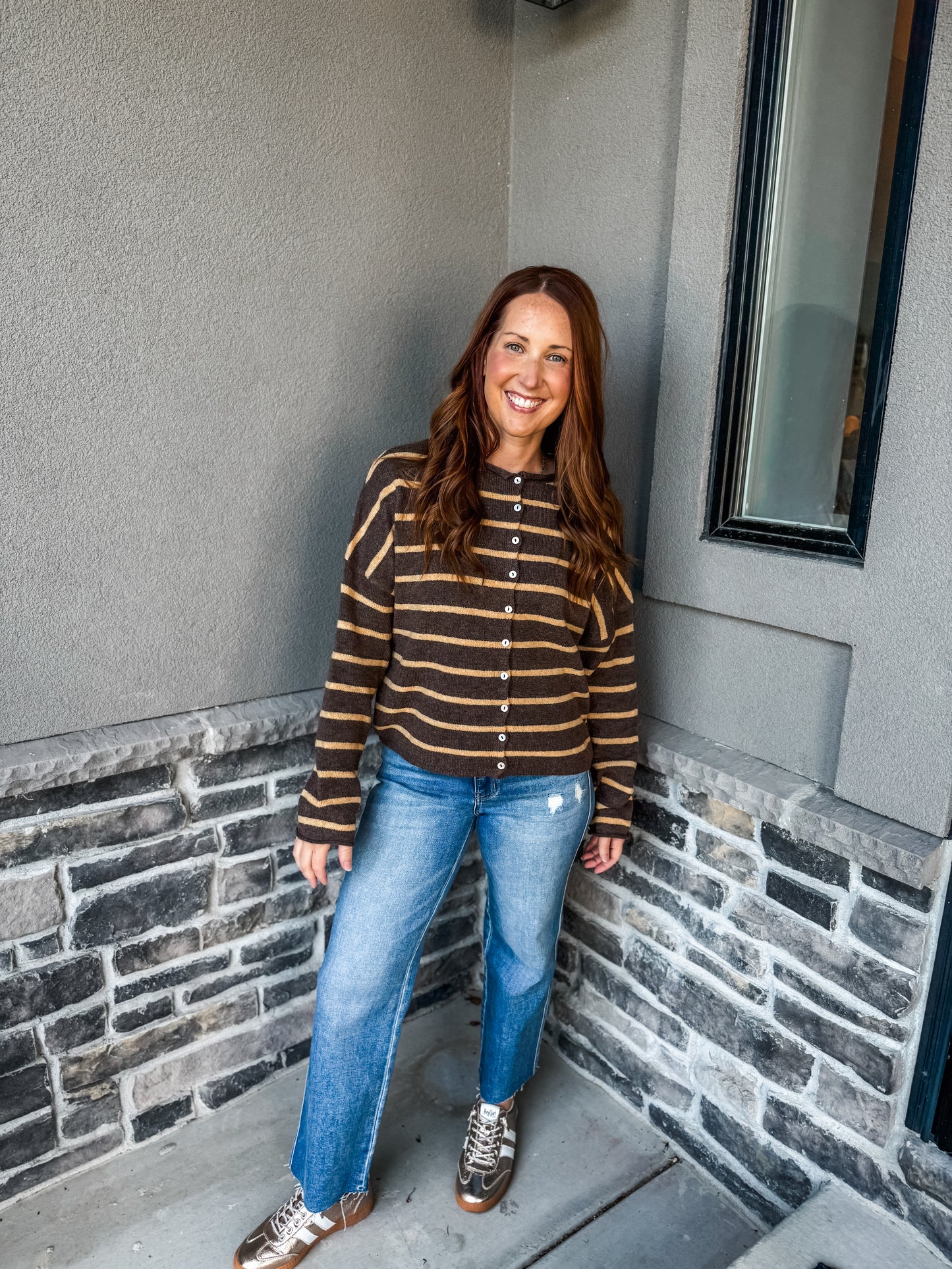 Piper Cardigan Sunflower Stripe