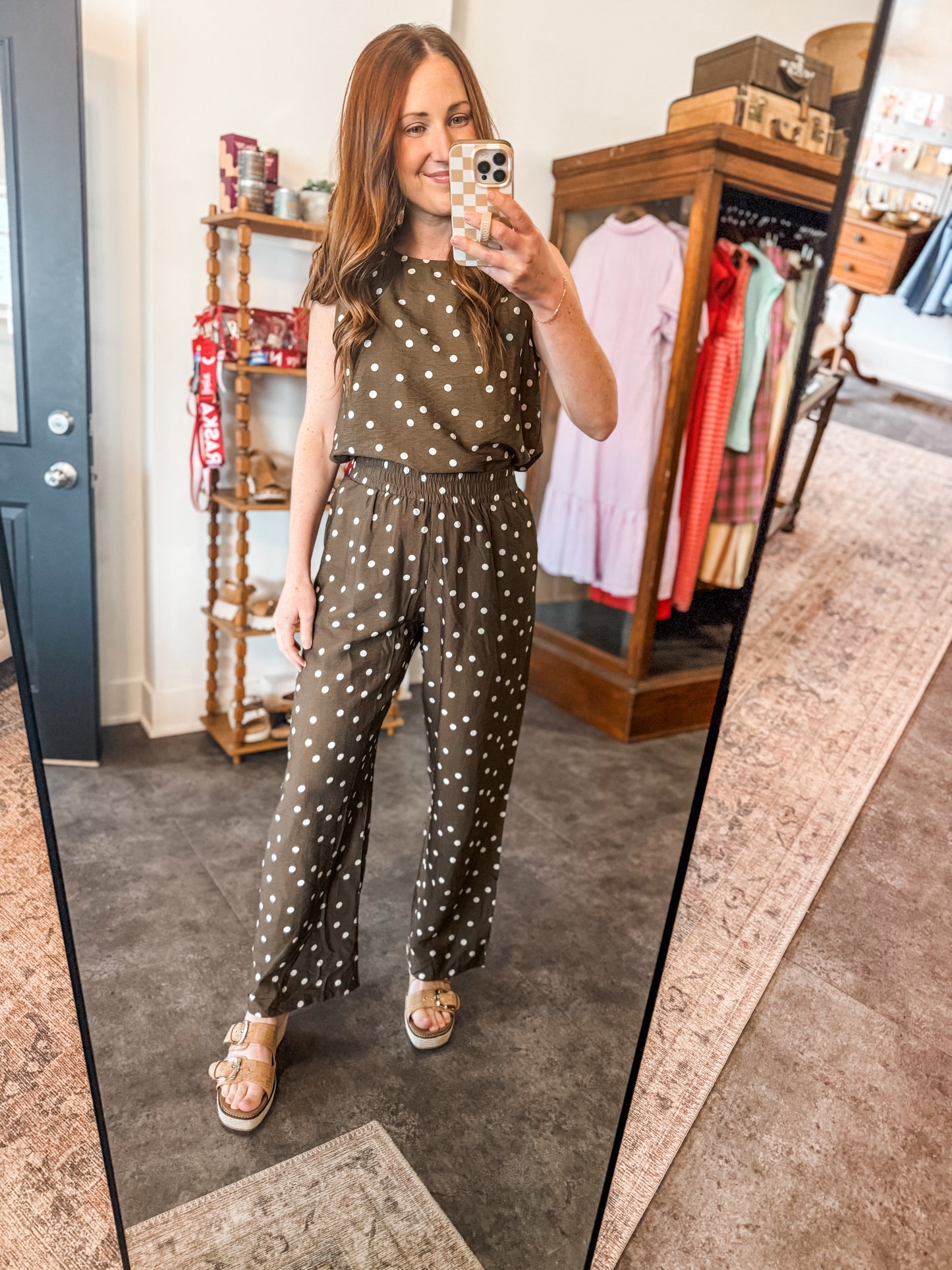 Polka Party Tank Brown