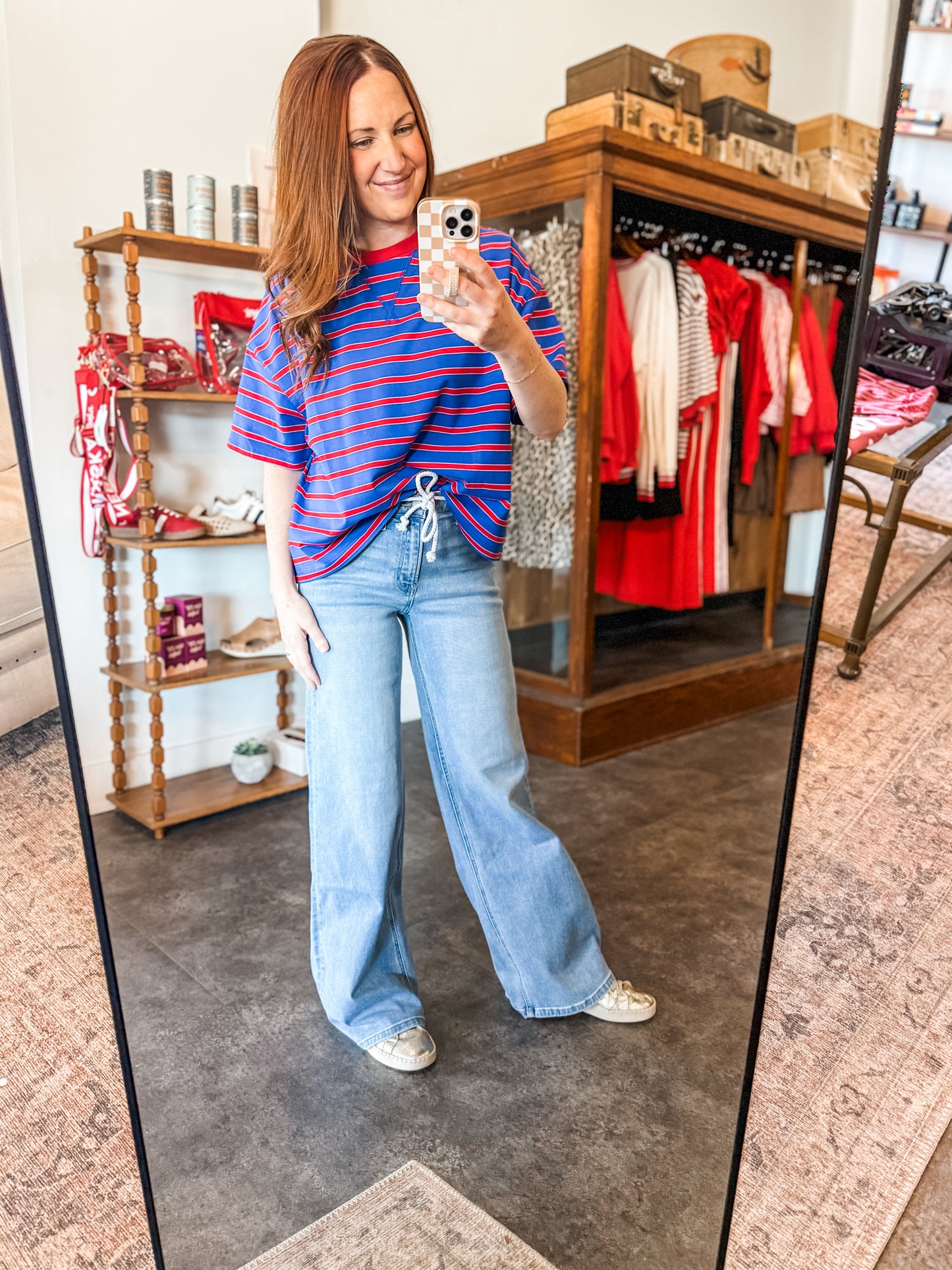 Vervet High Rise Drawstring Wide Leg Jeans