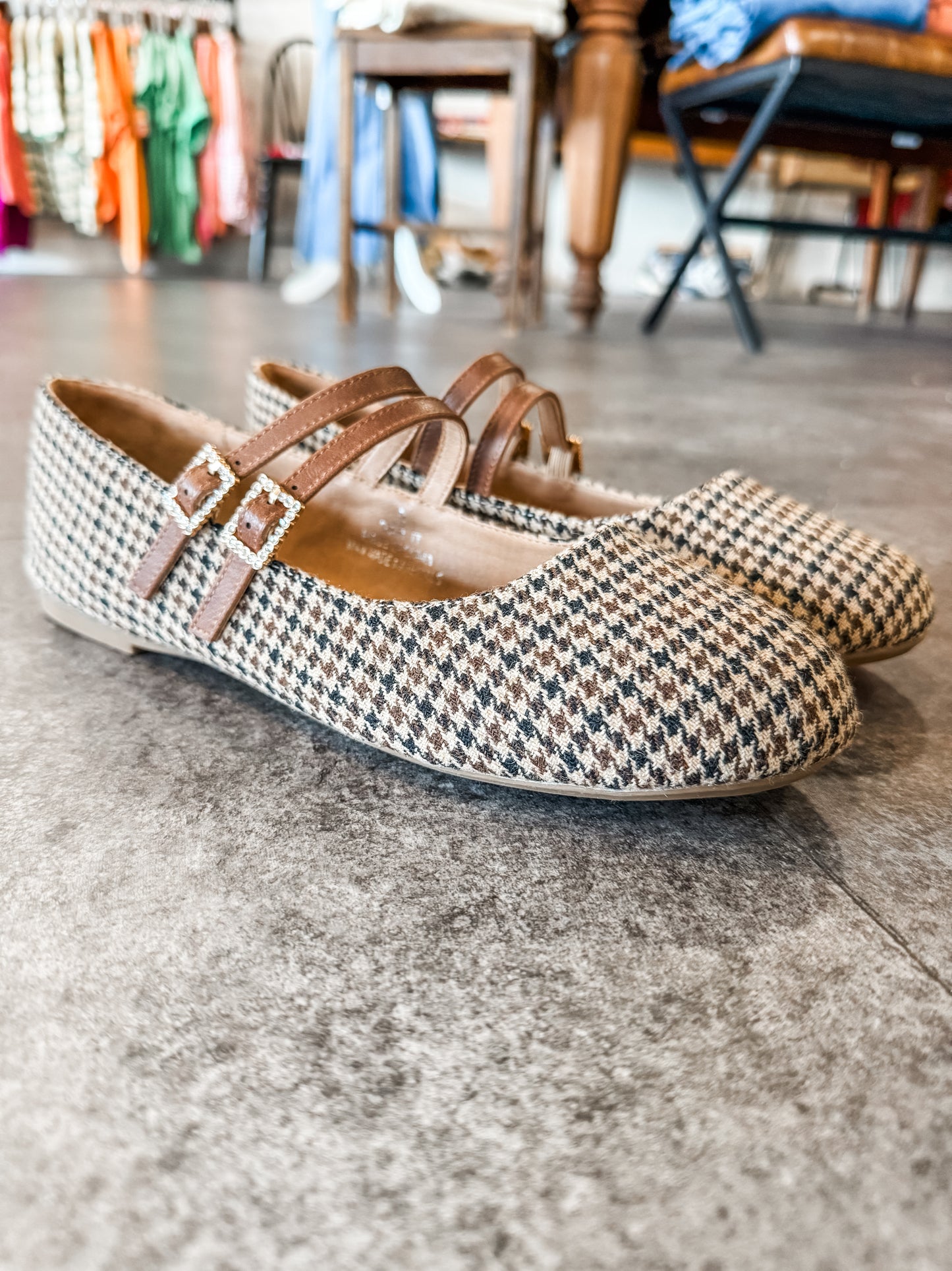 Corky’s Own It Black/Tan Houndstooth Flats