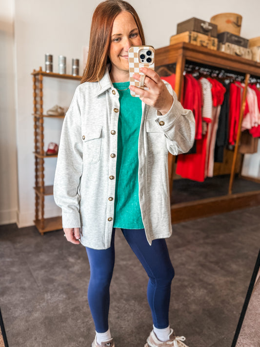 Slouchy Style Shacket Ash Gray