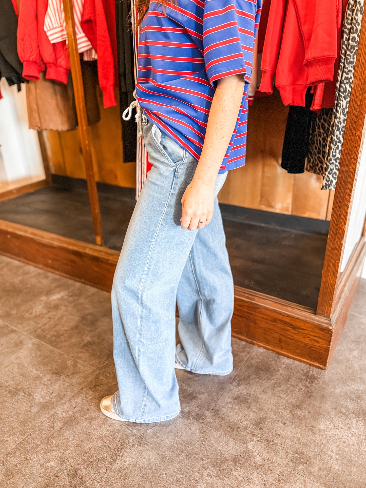 Vervet High Rise Drawstring Wide Leg Jeans