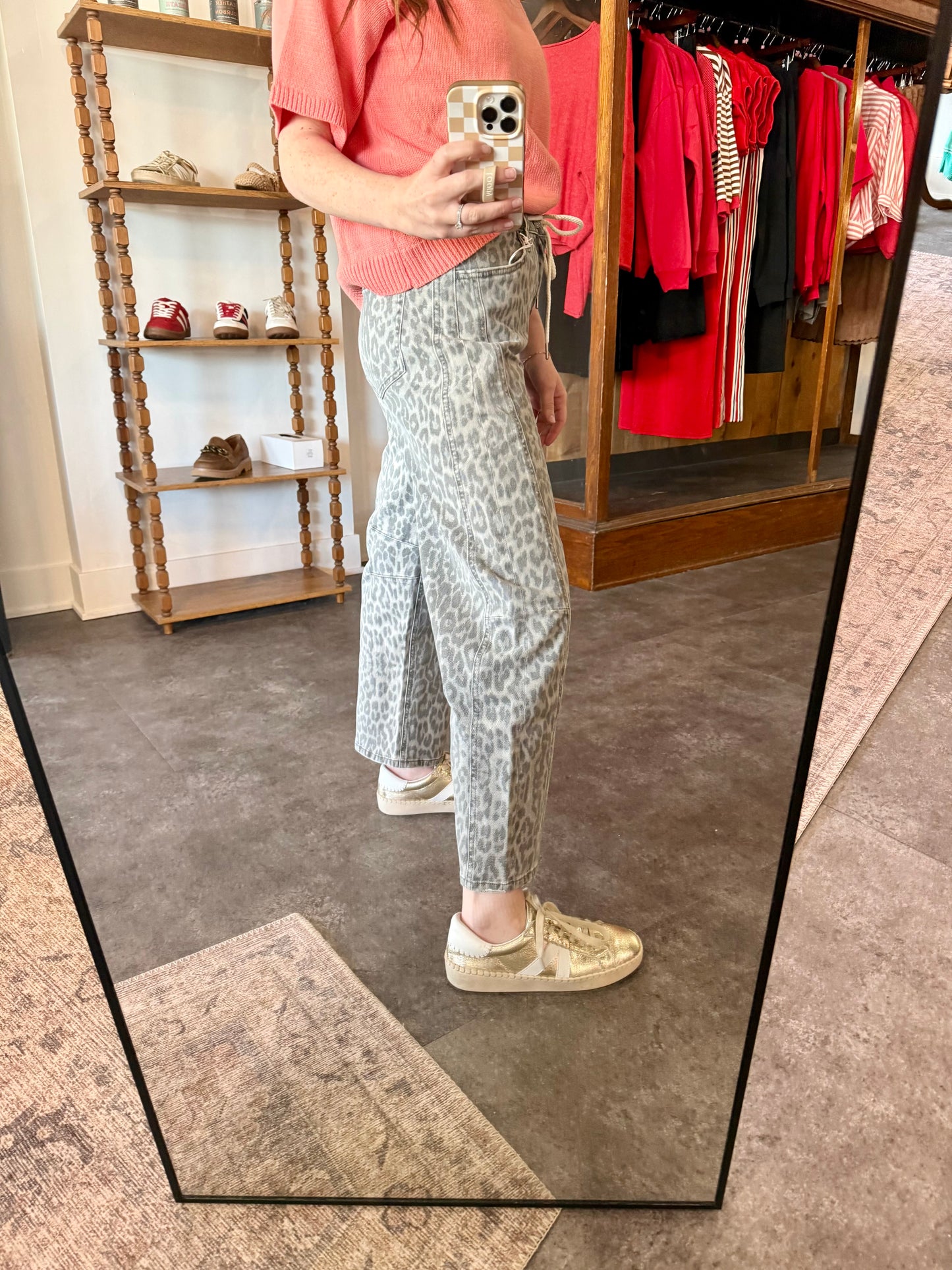 Vervet Gray Leopard Barrel Jeans