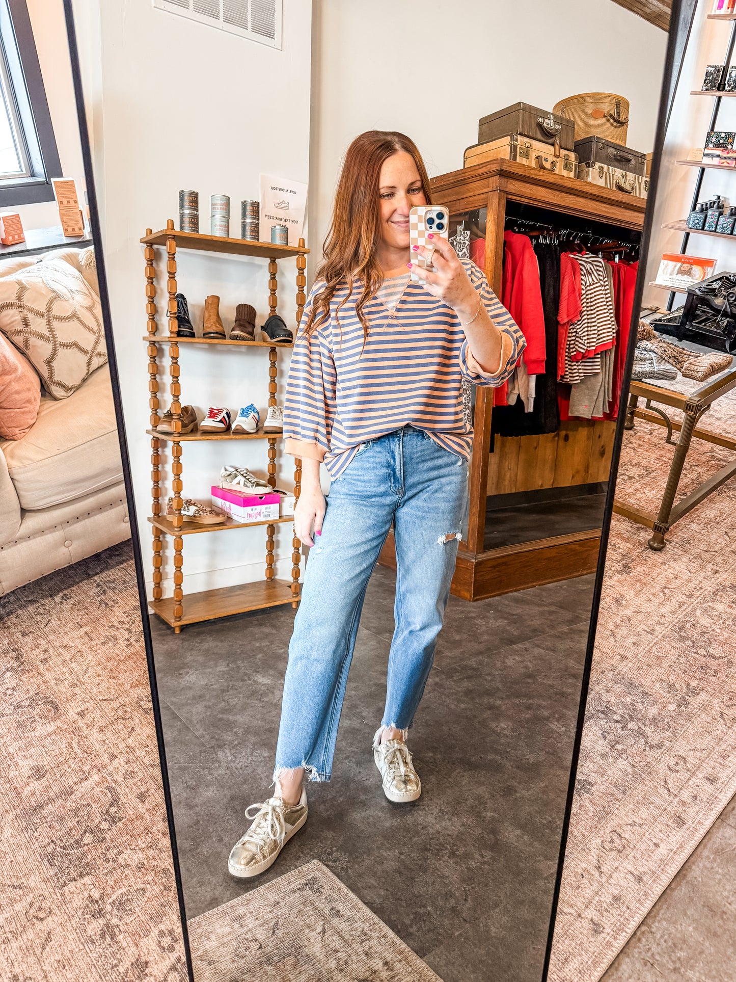 Springtime Stripes Shirt Melon/Blue