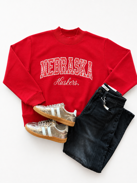 Nebraska Huskers Embroidered Mockneck