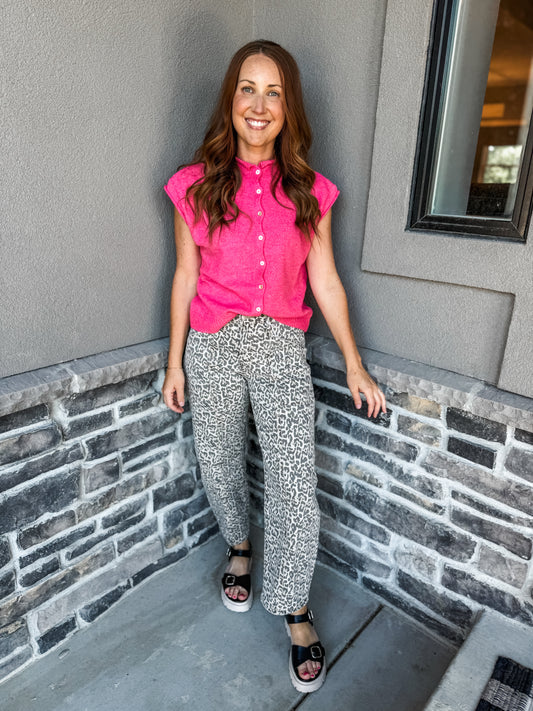 Vervet High Rise Leopard Barrel Jeans