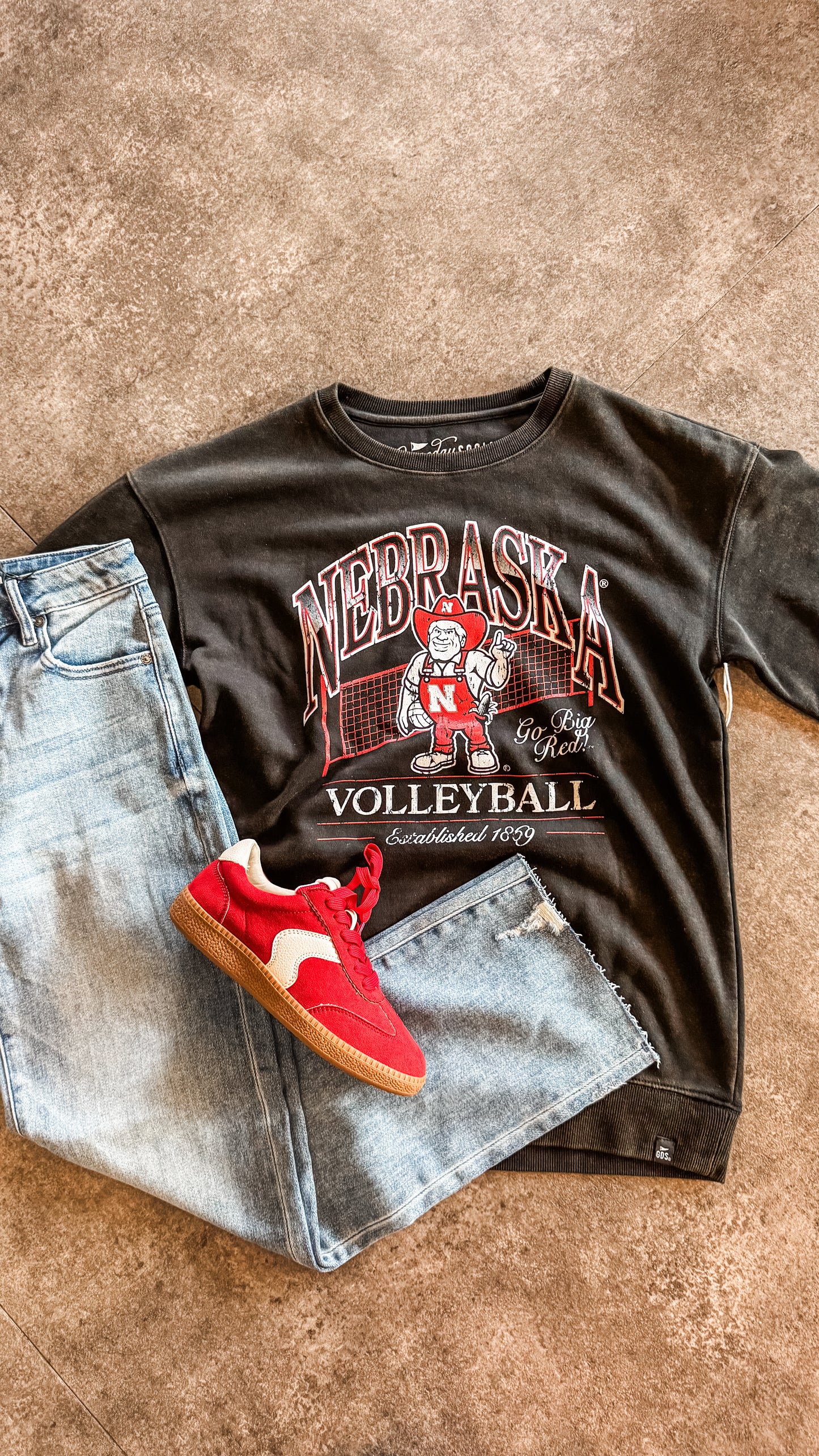 Nebraska Williams Volleyball Crewneck Black