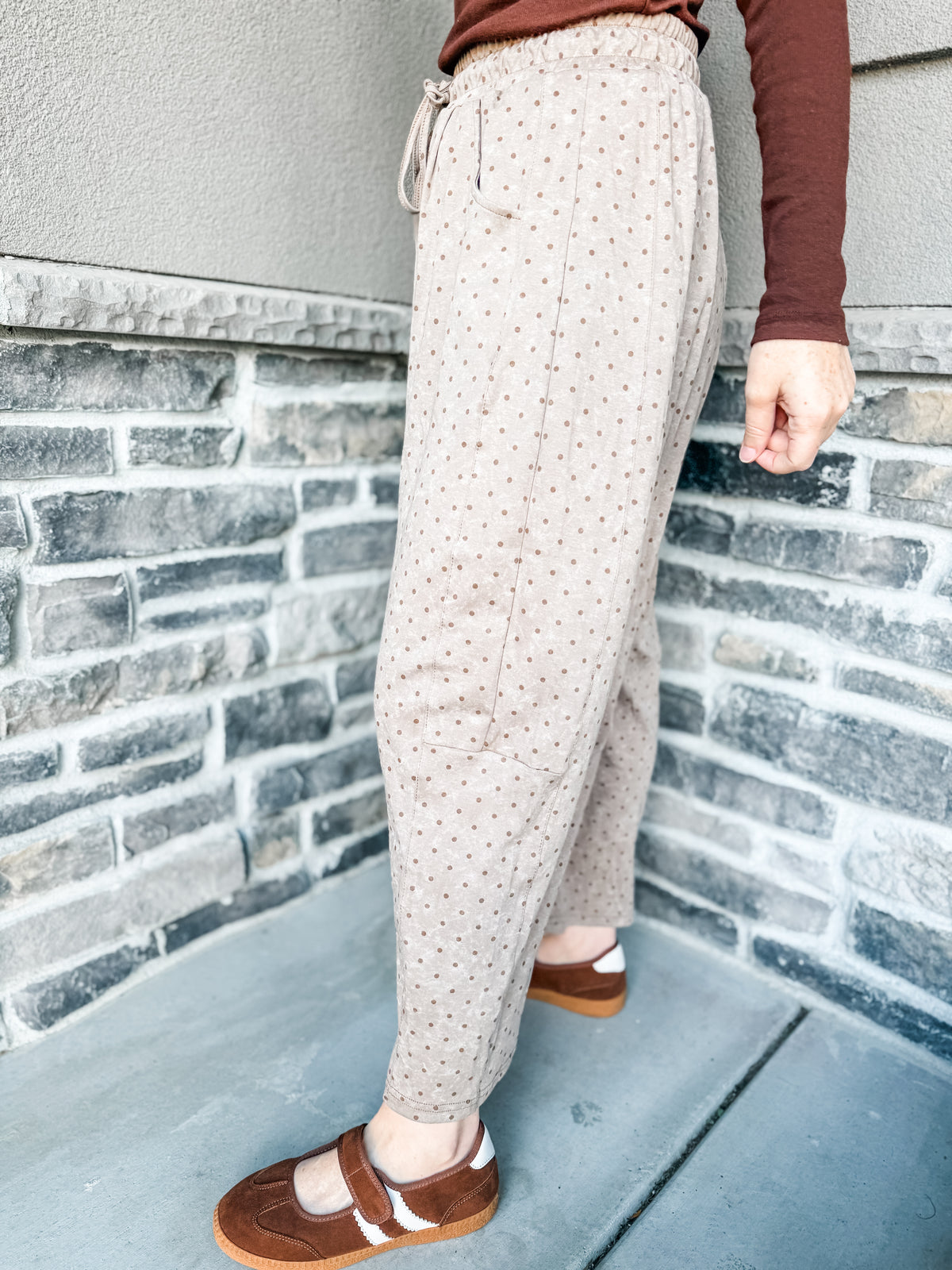Dot and Cozy Pants Mocha